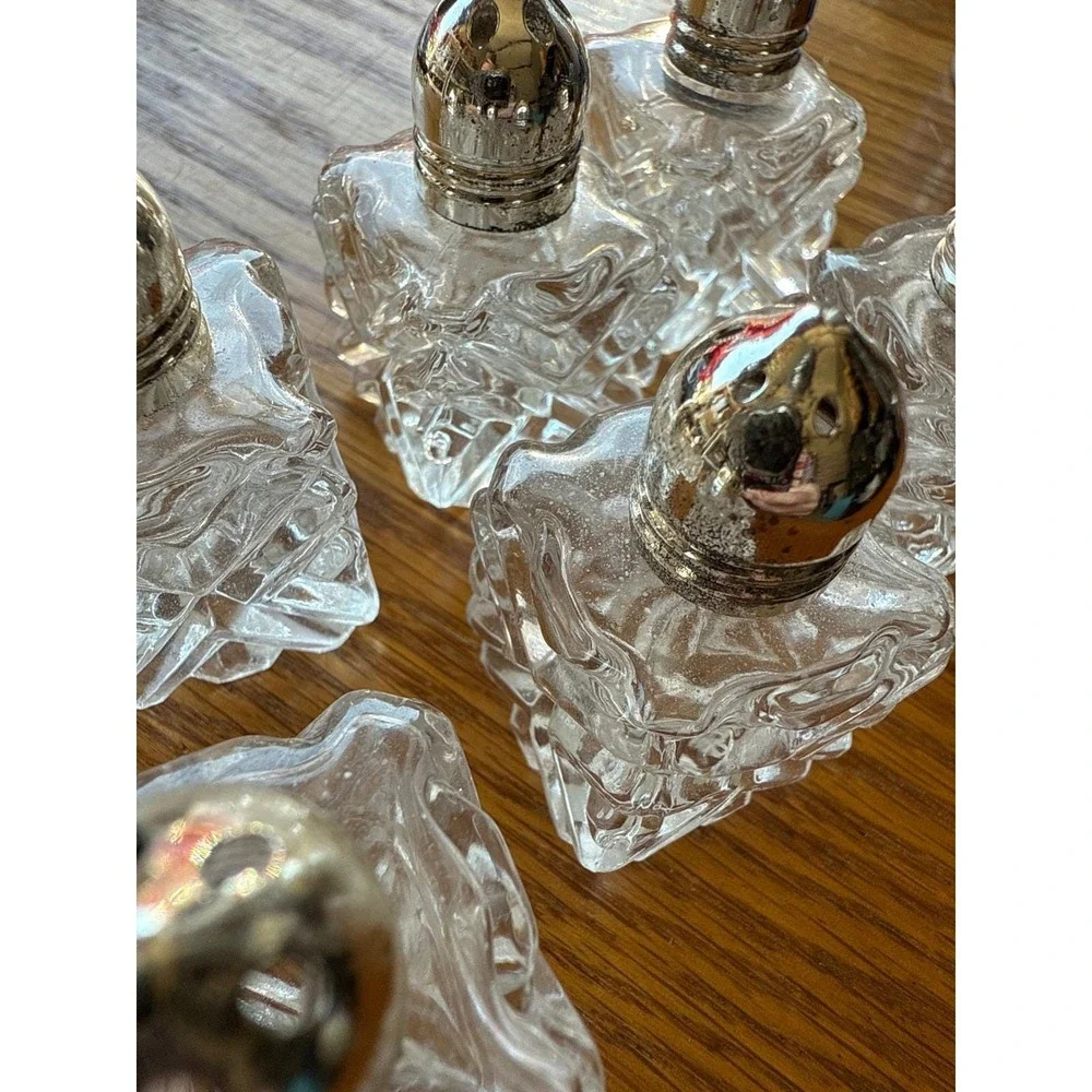 Vintage Cut Glass Individual Salt and‎ Pepper Shaker Set of 4 Made in Japan